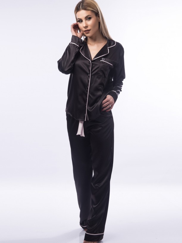 Silk pijama woman in black